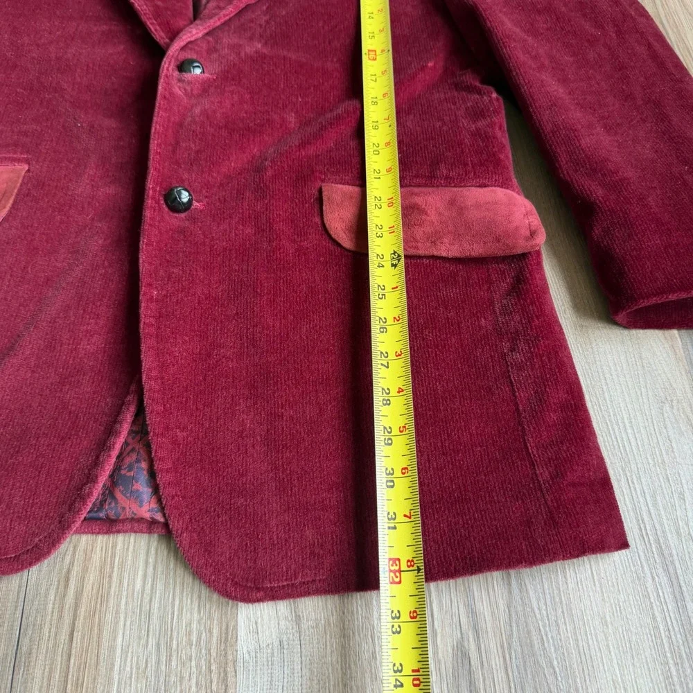 Vintage Sears The Mens Store Burgundy Corduroy Blazer Jacket 40L 70s Retro
